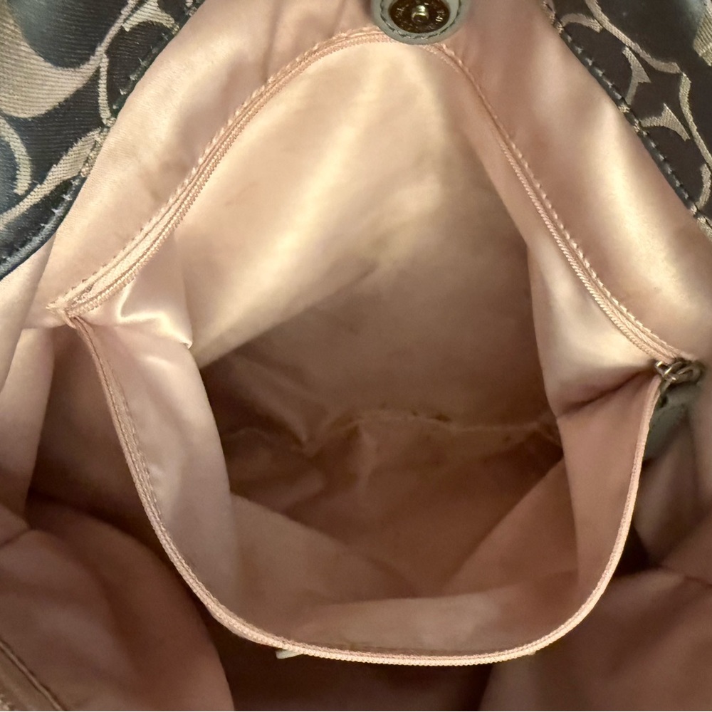 Coach Ashley Signature Sateen Large Satchel Bag Gray Khaki F18450 - Picture 13 of 15